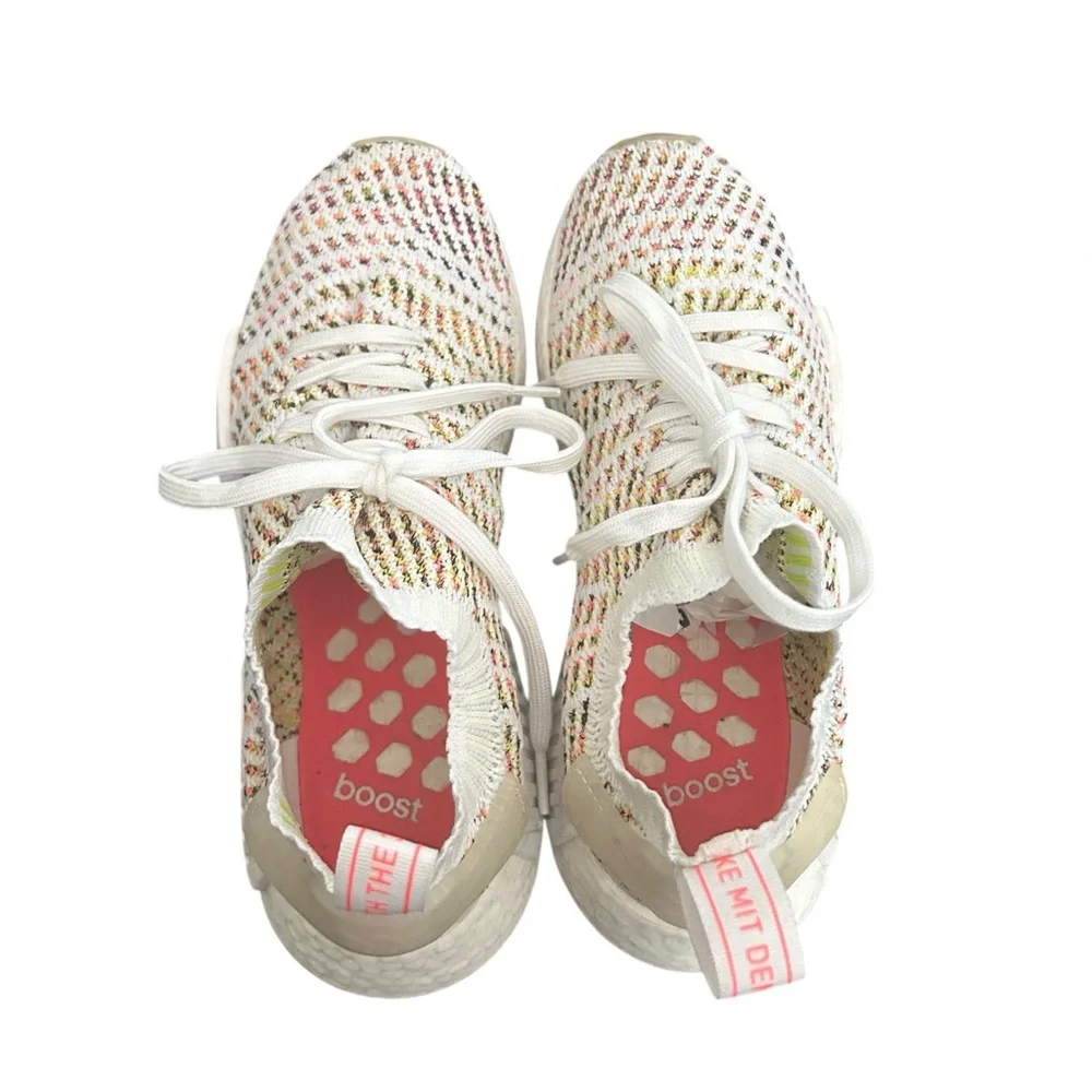 Adidas Women’s NMD R1 Primeknit B43838 White Multicolor Sneakers Size 8 - Picture 8 of 13